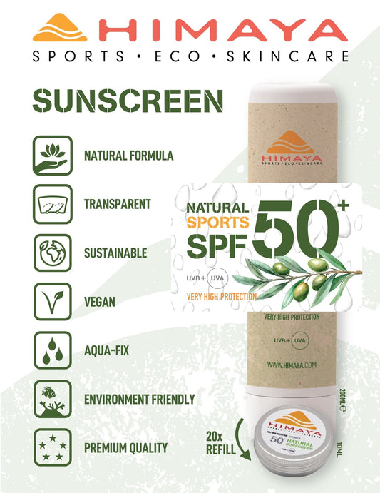 HIMAYA Natural Sunscreen  SPF 50+ 200ml – Mineral - Zinc - Reef Safe -Refillable (Copy) Himaya